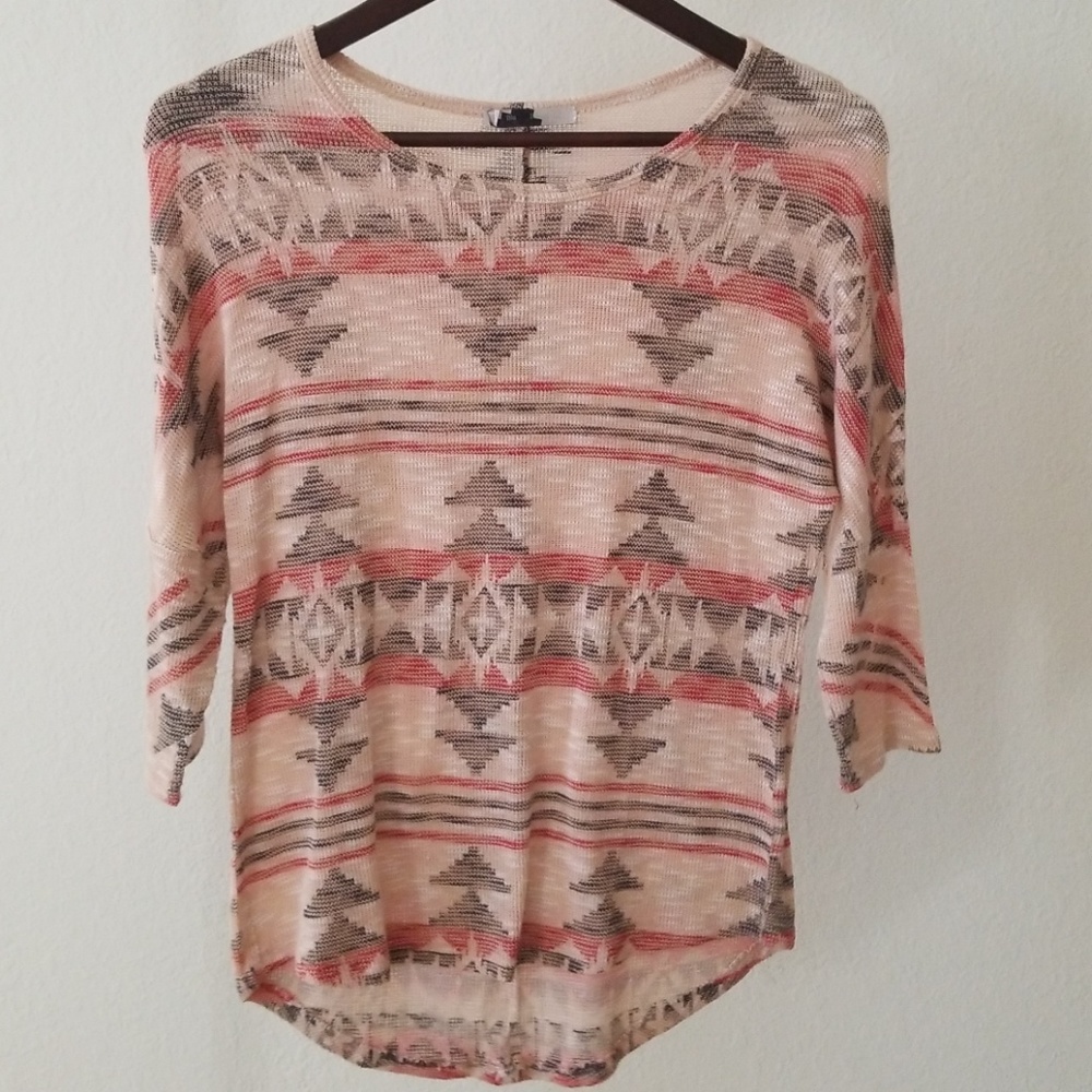 Blue planet aztec native small 3/4 length top